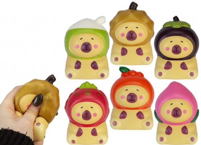 (Mis 0) CAPIBARA Con Cappello di Frutta Squishy 9,5cm -6ass…x12…x96